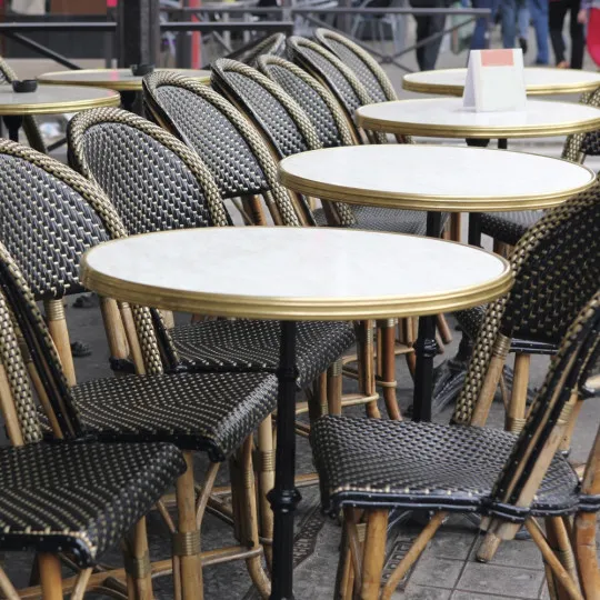 Bistro table with round laminate top - 30 colors 2 sizes 2 finishes