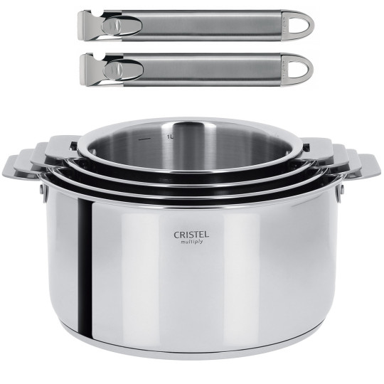 CRISTEL set 4 Casteline Cristel 2 handles - 3 finishes