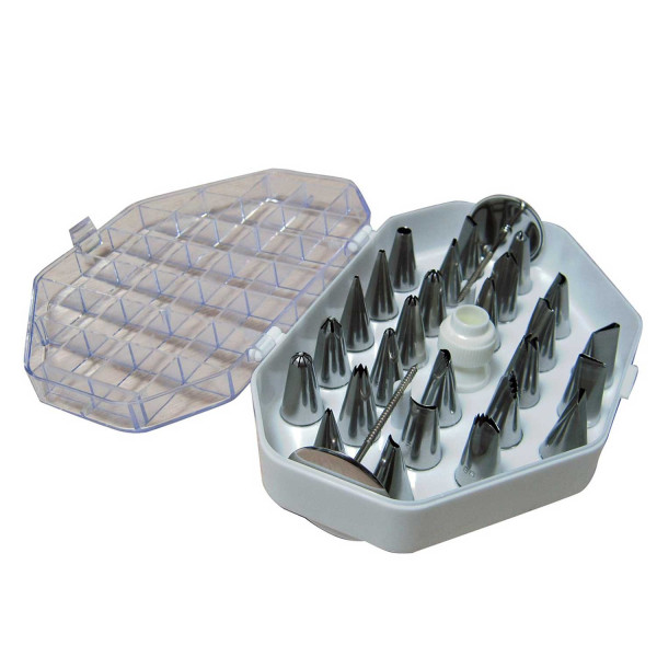 Set of 26 stainless steel fine sockets, for decoration purposes