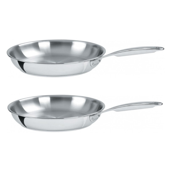 CRISTEL Castel Pro Cookware Set: 2 Stainless Steel Frying Pans, 20cm and 24cm