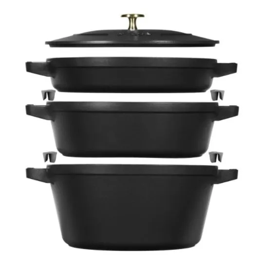 Staub 4-piece stacking set 24cm cocotte frying pan sauté pan - 3 colors