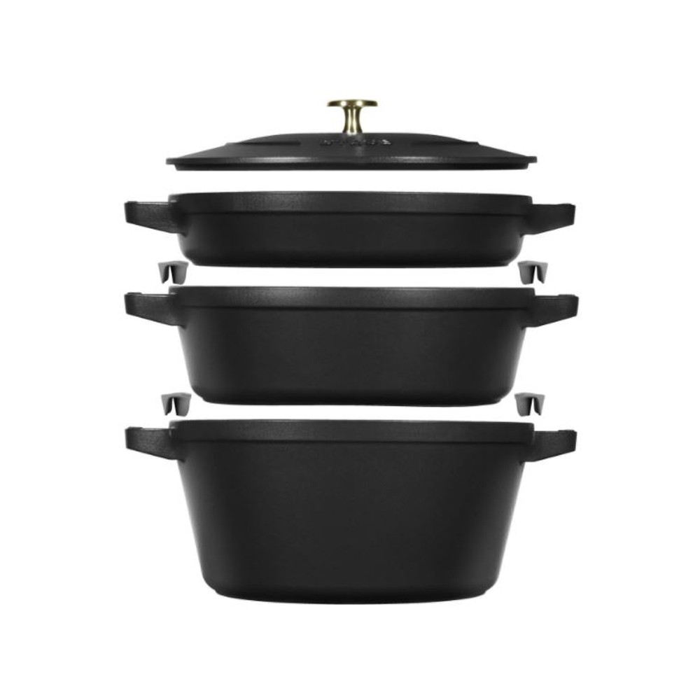 Staub 4-piece stacking set 24cm cocotte frying pan sauté pan