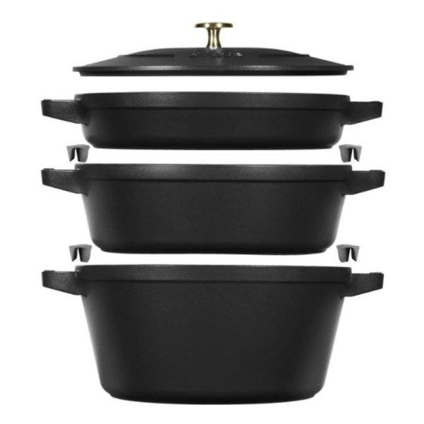 Staub 4-piece stacking set 24cm cocotte frying pan sauté pan - 3 colors