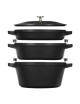 Staub 4-piece stacking set 24cm cocotte frying pan sauté pan - 3 colors