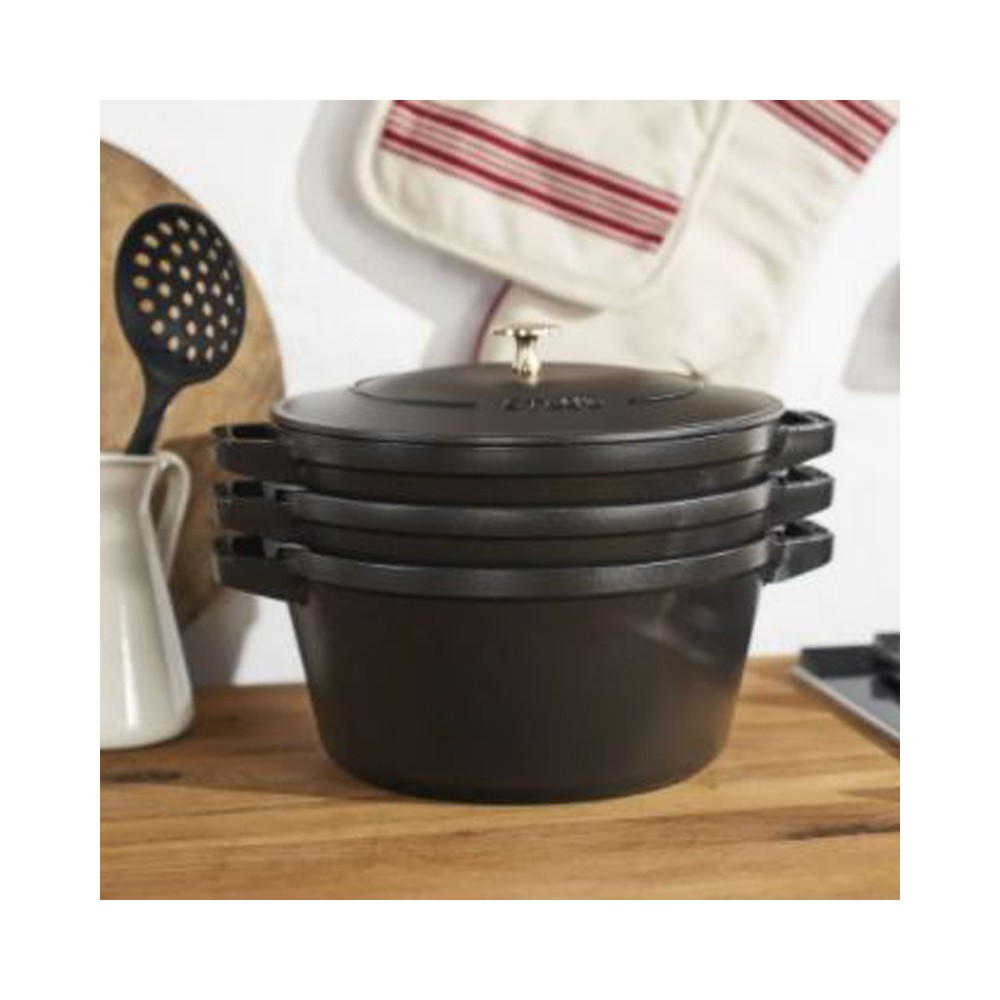 Staub 4-piece stacking set 24cm cocotte frying pan sauté pan