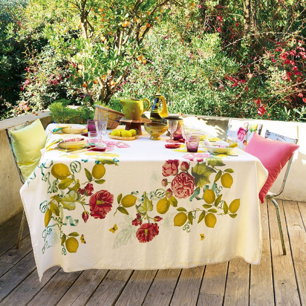 Garnier Thiebaut Citrons de Menton linen tablecloth - 4 sizes