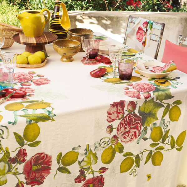 Garnier Thiebaut Citrons de Menton linen tablecloth - 4 sizes