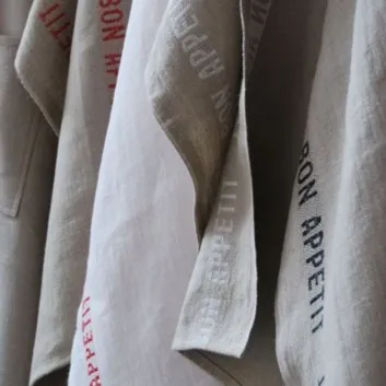 2 Bon appétit 100% linen Charvet tea towels - 9 colors