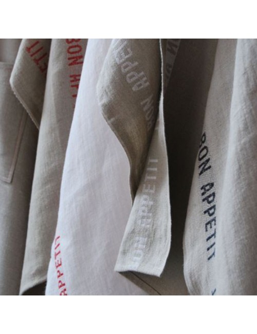 2 Bon appétit 100% linen Charvet tea towels - 9 colors