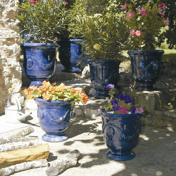 Terre Figuière Anduze vase enamelled dark blue  - 4 sizes