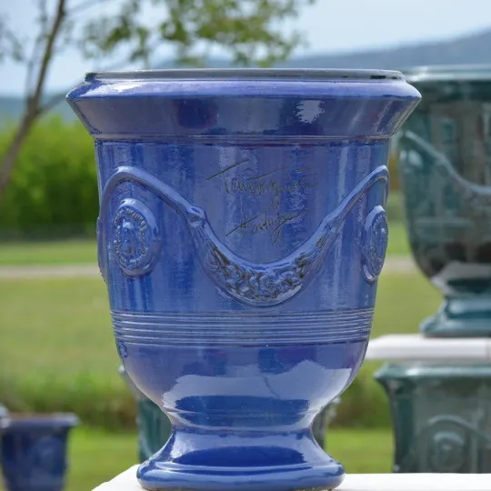 Terre Figuière Anduze vase enamelled dark blue  - 4 sizes
