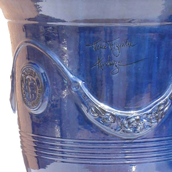 Terre Figuière Anduze vase enamelled dark blue  - 4 sizes