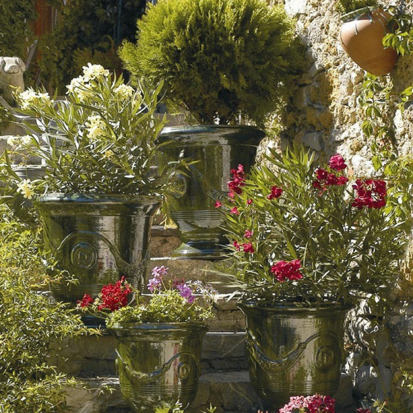 Terre Figuière Anduze vase enamelled green  - 4 sizes