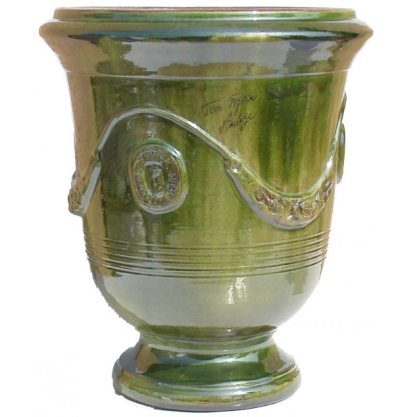 Terre Figuière Anduze vase enamelled green  - 4 sizes