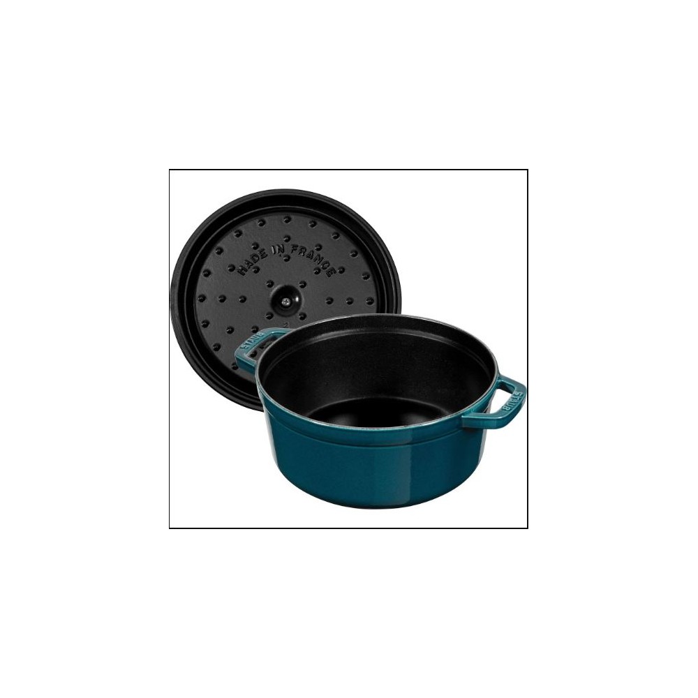 Staub Blue La Mer round cast iron cocotte diameters