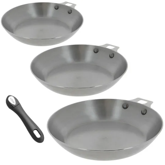 DE BUYER Set of 3 removable Mineral B frying pans