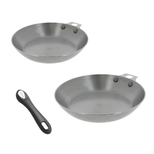De Buyer Mineral B removable frying pan set of 2 pans