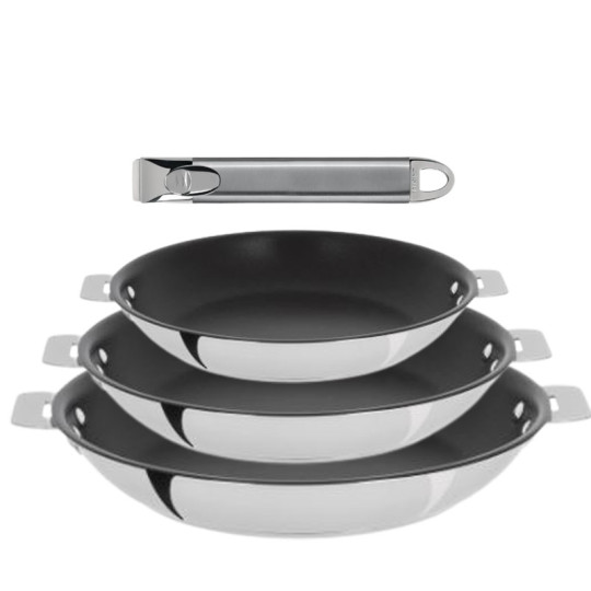 Set of 3 pans with Casteline coating Cristel