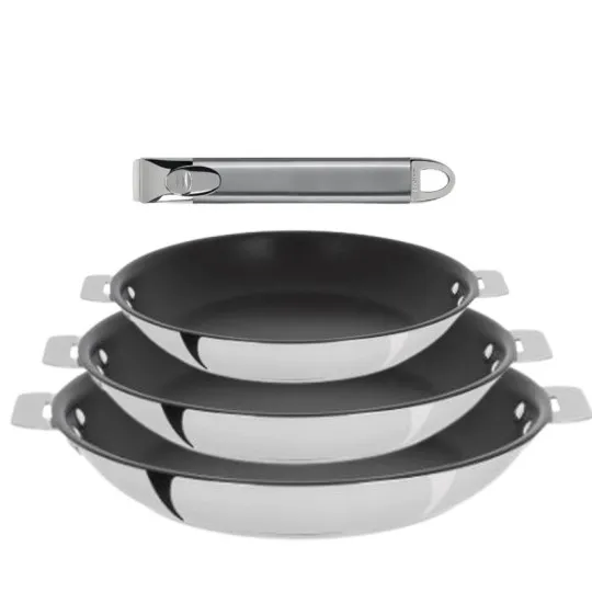 Set of 3 pans with Casteline coating Cristel