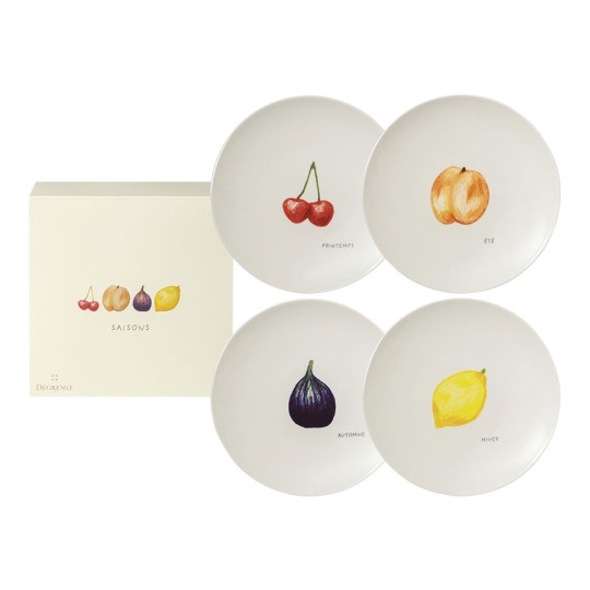 Degrenne Box of 4 plates Saisons Fruits