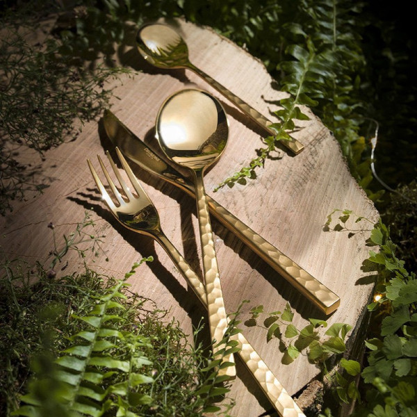 Fuse Hammered Brass 24 pcs Cutlery Degrenne