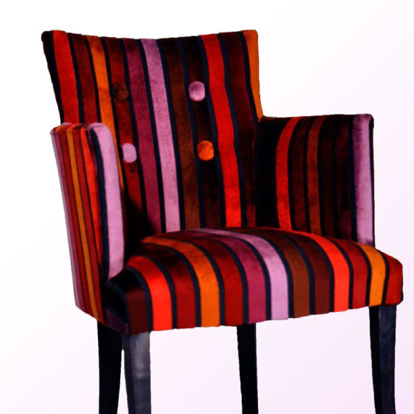 Striped fabric armchair