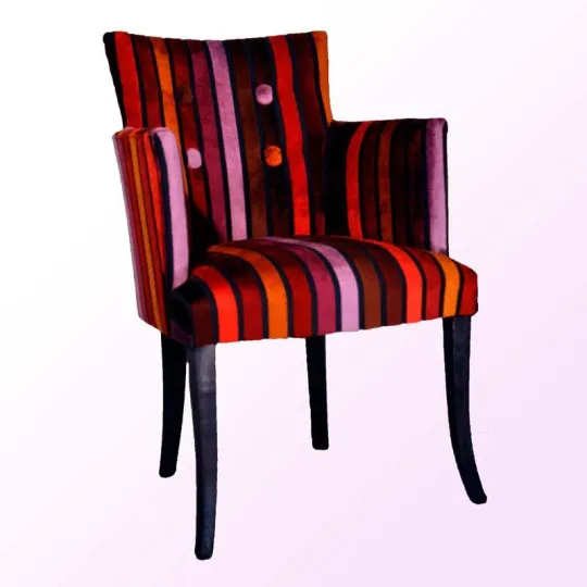 Striped fabric armchair