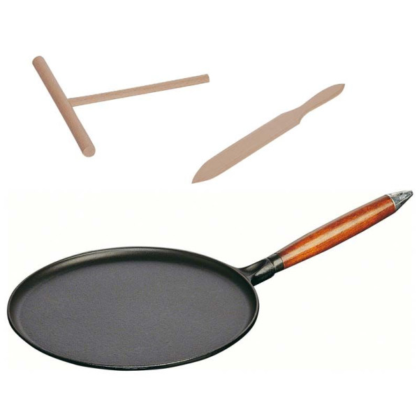 Staub cast iron crepe pan wooden handle