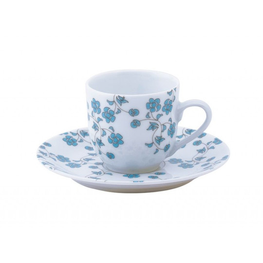 Deshoulières 6 cups and saucers blue flowers - 3 capacities