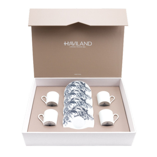 Haviland Box of 4 Stanislas cups - 2 colors 2 sizes