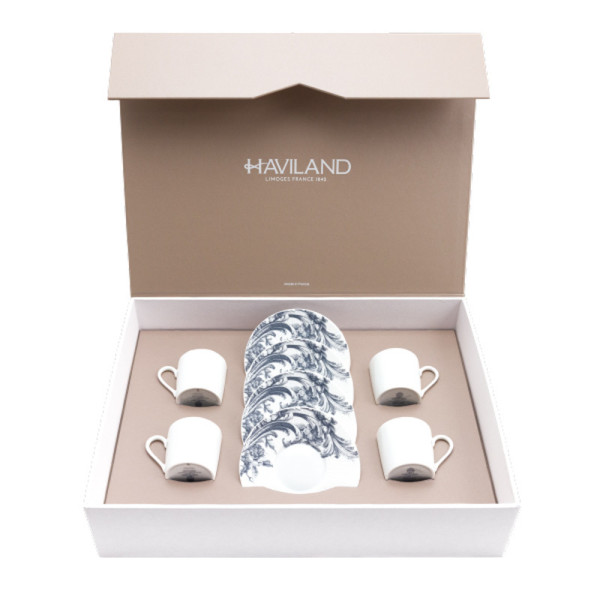 Haviland Box of 4 Stanislas cups - 2 colors 2 sizes