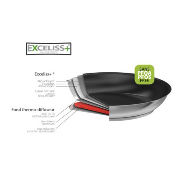 Cristel Strate fixed Excellis stainless steel frying pan - 3 diameters
