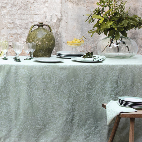 Garnier Thiebaut Mille guipure jade tablecloth - 6 sizes