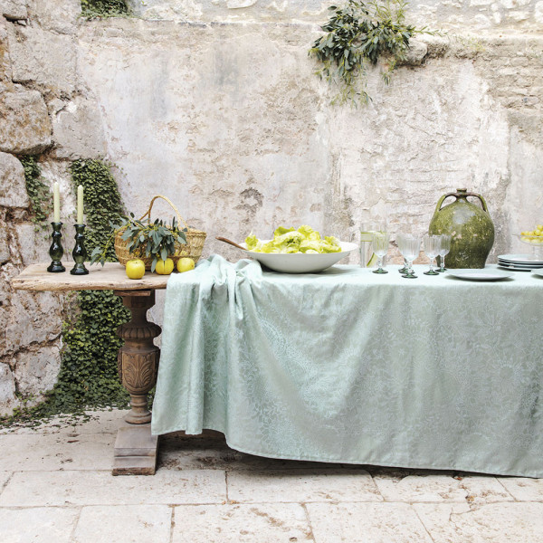 Garnier Thiebaut Mille guipure jade tablecloth - 6 sizes