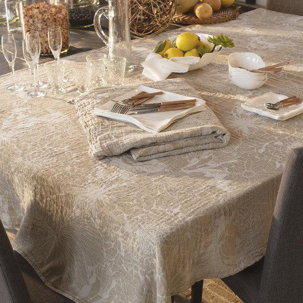 Garnier Thiebaut Mille Bloom Tablecloth natural - 2 sizes