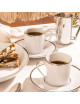 DEGRENNE 6 cups and saucers Galon platinum gold - 2 colors