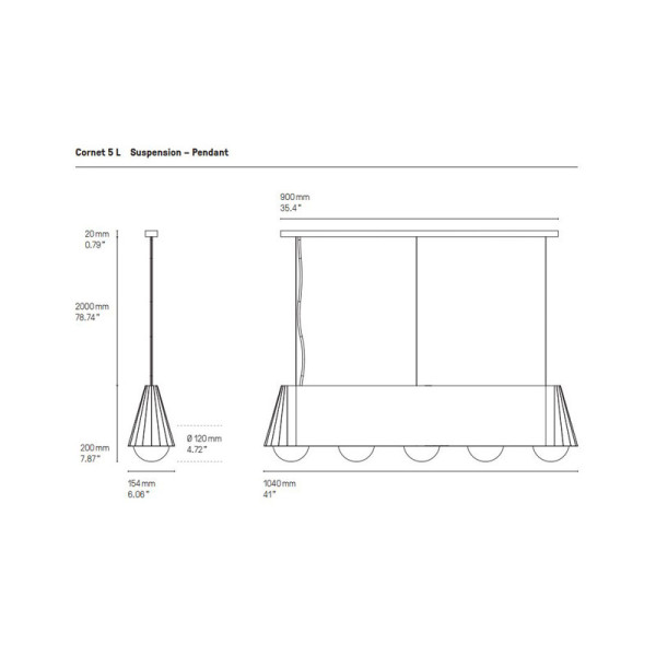 CVL Cornet pendant lamp - 2 sizes 4 finishes
