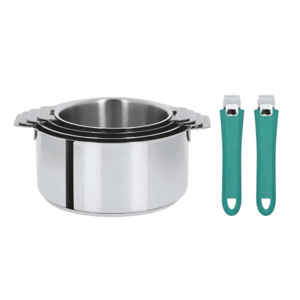 Set of 4 saucepans + 2 removable handles Cristel Mutine Evolution - 6 colors