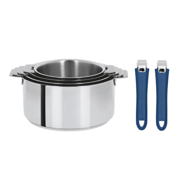 Set of 4 saucepans + 2 removable handles Cristel Mutine Evolution - 6 colors