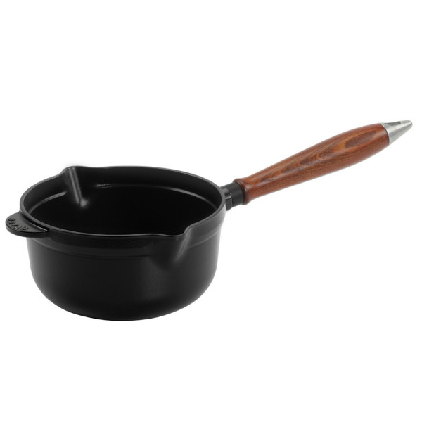 Saucepan 18cm black vintage with wooden handle STAUB