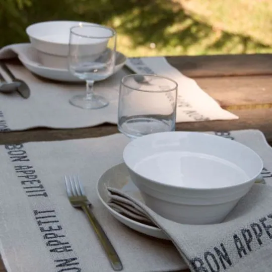 6 Napkins Bon Appétit Charvet 100% Linen
