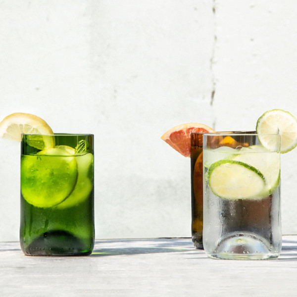 Q DE BOUTEILLES 4 long drink glasses - 2 colors