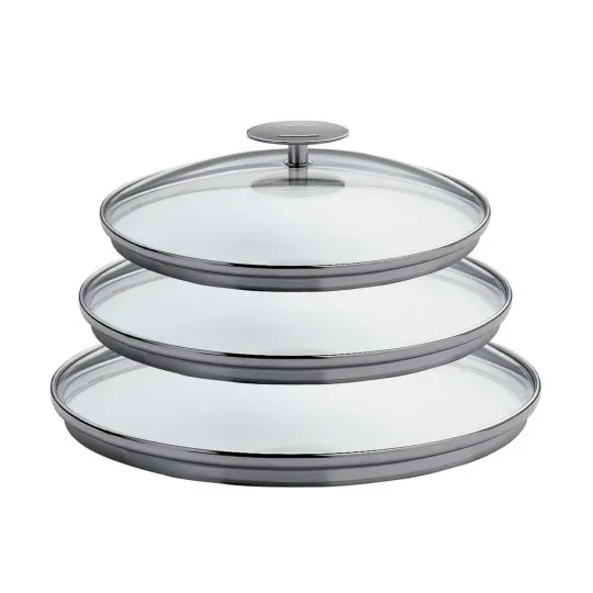 Set of 3 Cristel Platine Glass Lids 16-18-20cm