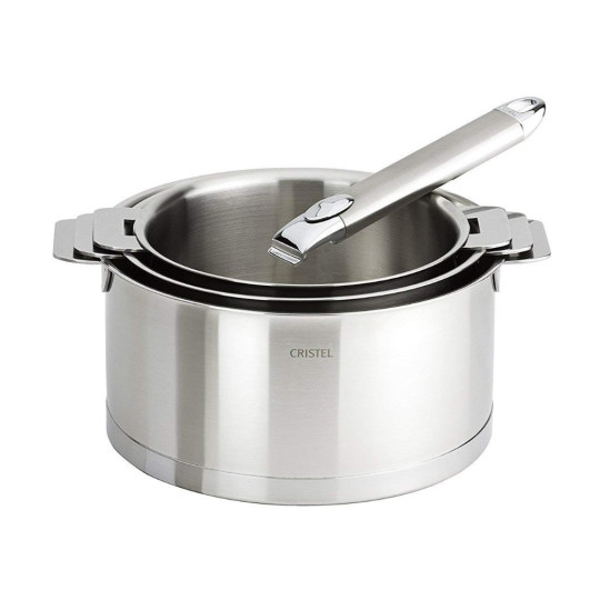 Cristel Set of 3 Strate saucepans + 1 removable Zenith handle