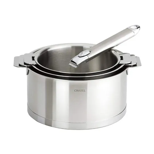 Cristel Set of 3 Strate saucepans + 1 removable Zenith handle
