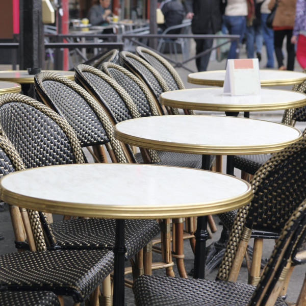 Round bistro tray with brass rim Werzalit - 2 diameters - 30 finishes