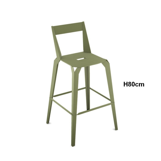 Bar stool with backrest Valence H80cm CARRIER - 28 colours