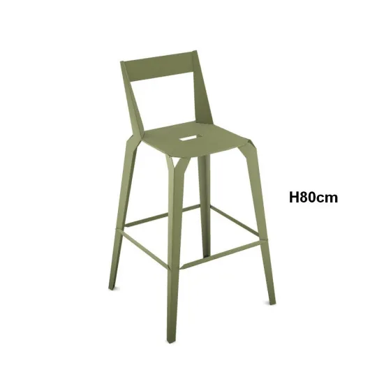 Bar stool with backrest Valence H80cm CARRIER - 28 colours