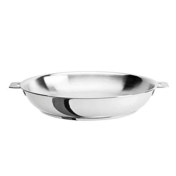 CRISTEL Mutine Stainless Steel High-Sided Frying Pan Set (24 & 28 cm) with Detachable Handle