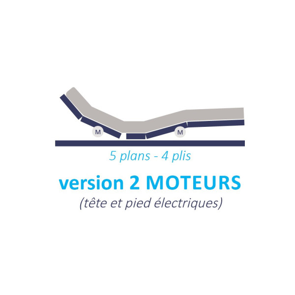 Electric bed base 2 Atlantis 100 Duvivier motors - 4 sizes - 12 colors